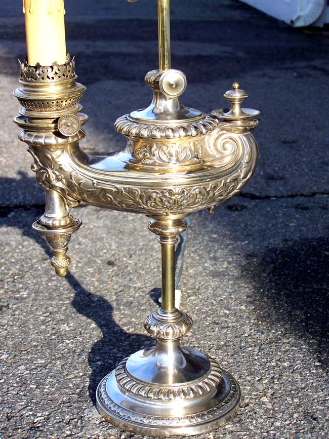 A fine and rare late 19th century silver over brass Harvard style Lamp made in Germany circa 1891 — image 2